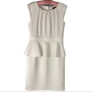 Spense White Peplum Gathered Neckline Sleeveless Dress size 10